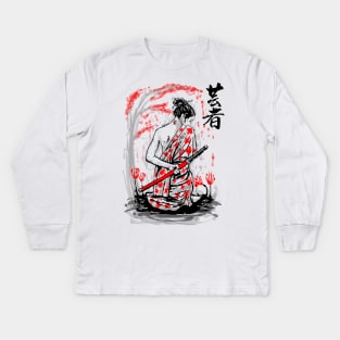 geisha katana Kids Long Sleeve T-Shirt